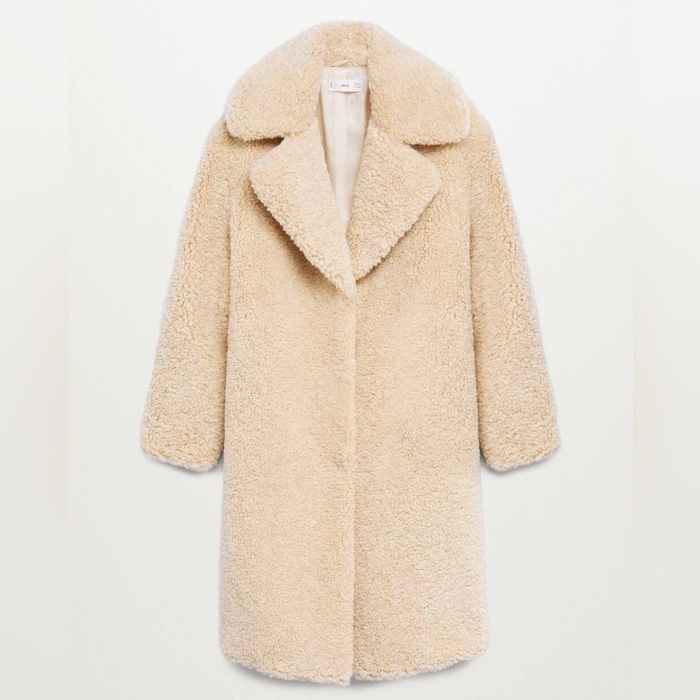 Mango Faux Shearling Fur Coat New - Picture 5 of 7